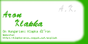 aron klapka business card